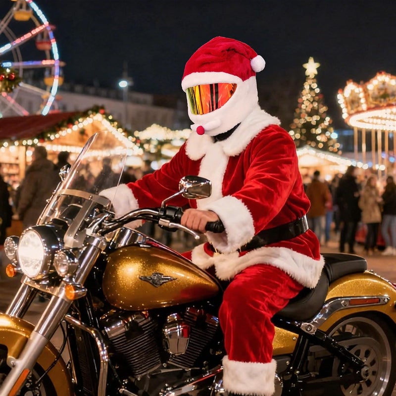 VCOROS Motorcycle Helmet Cover Christmas, Fluffy Full Face Helmet Cover Decoration, Festive Gear Xmas Cover for Fun Rides - Image 2